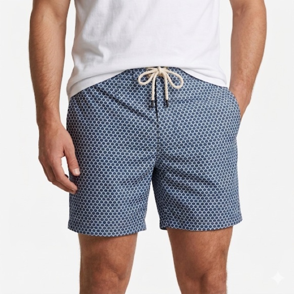 Faherty Men’s All Day Boardshort Blue Scallop Print Swim Trunks 38